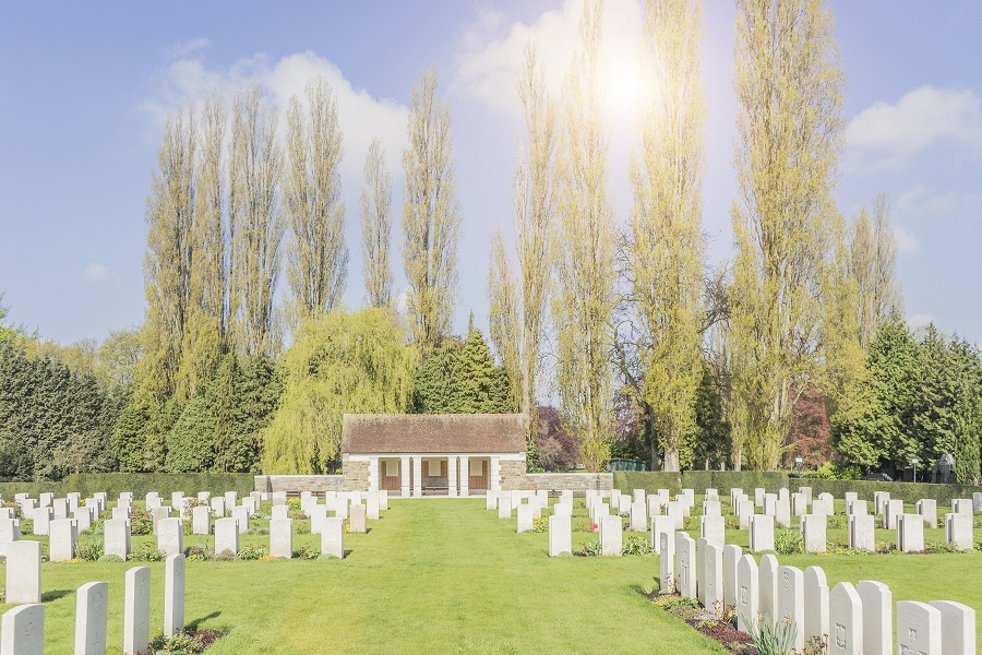 Commemorative lawns in honour of British soldiers who fell in the First and Second World War