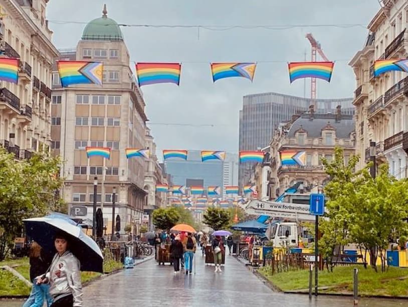 Rainbow flags in the pedestrian zone