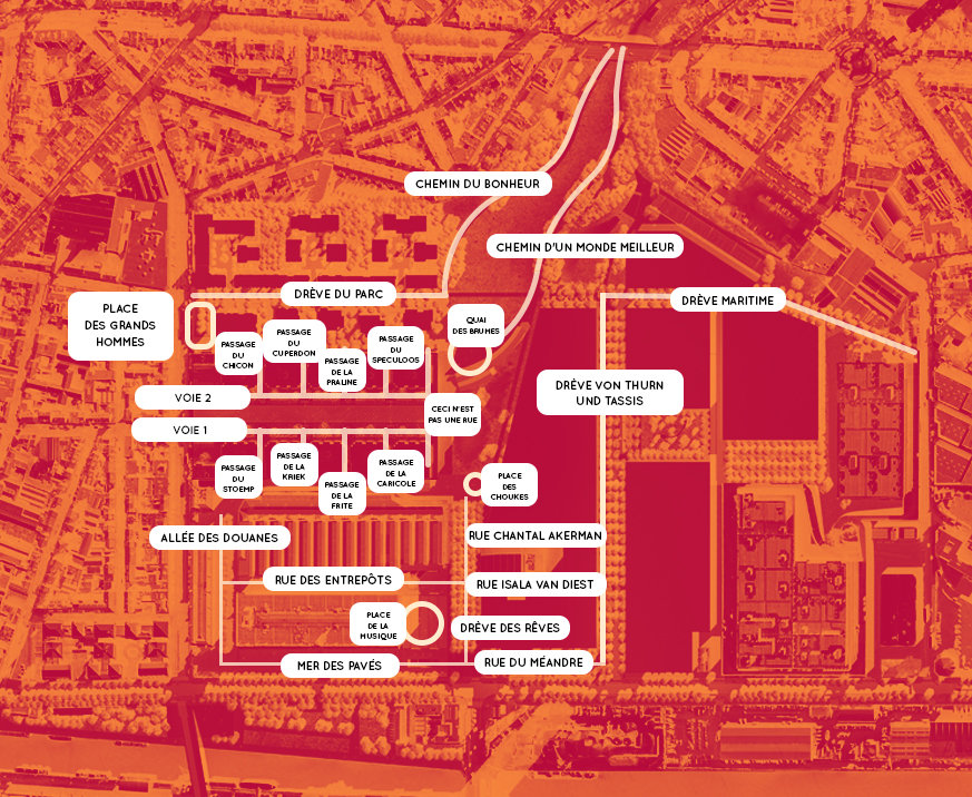 Map with the new names of the Tour & Taxis streets