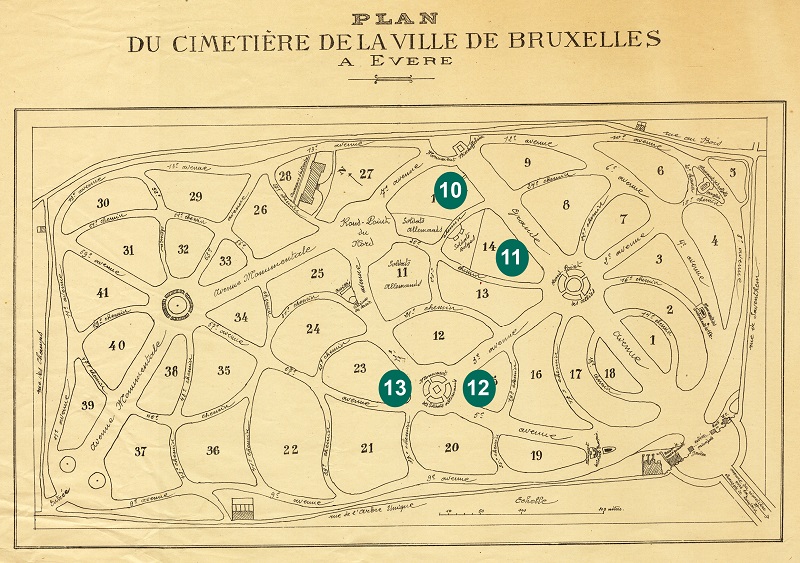 Map of panels at the Cemetery of Brussels