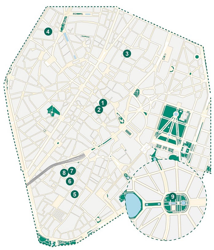 City centre map of panels