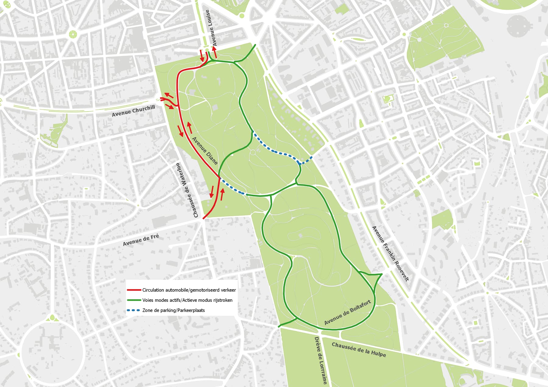 Traffic plan - Bois de la Cambre - Saturday