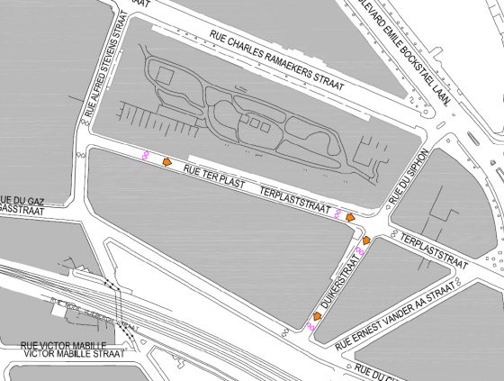 Traffic direction changed at Rues de Ter Plast and Rue du Siphon