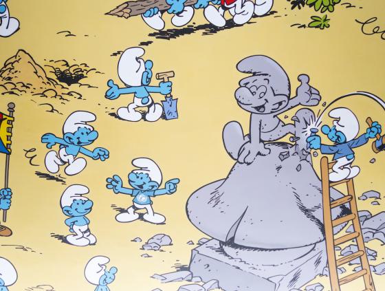 Comic book wall of the Smurfs in front of Central Station