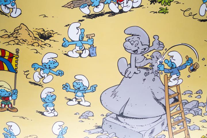 Comic book wall of the Smurfs in front of Central Station