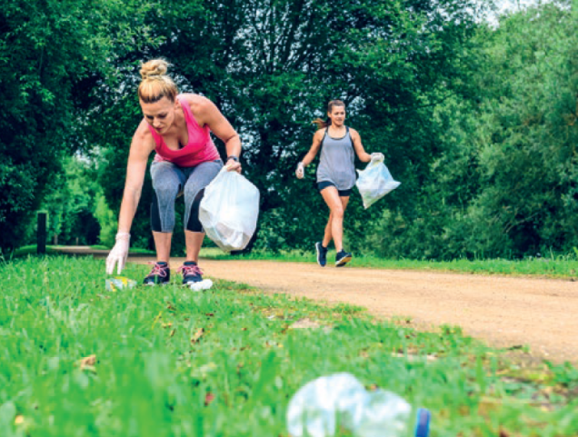 Plogging: walking and picking up litter
